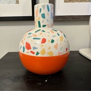 Jonathan Alder Small Vase Speckled Colorful Pottery Ceramic Round Flower Orange